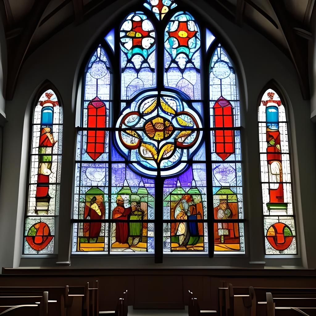 stained glass window in village church