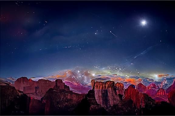 Utah red rocks at night