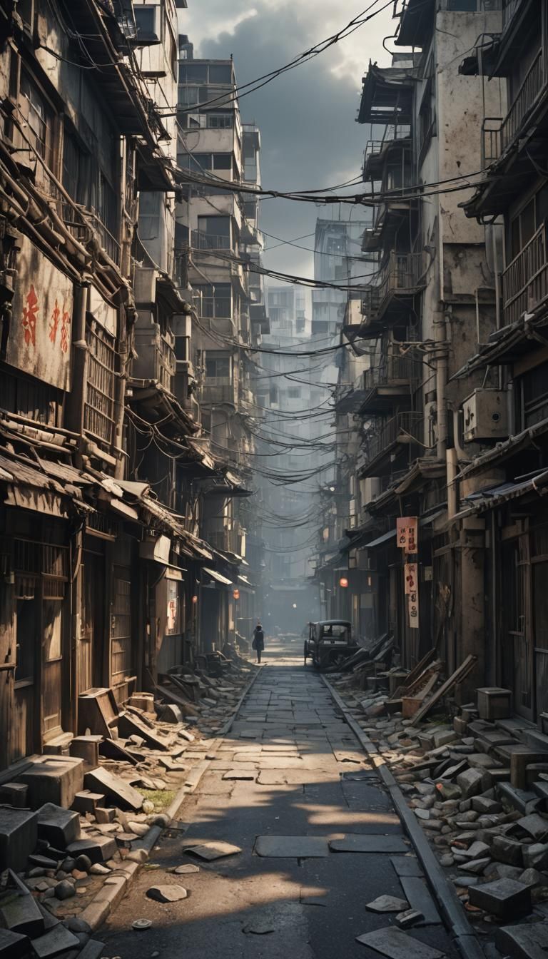 Hiroshima Ruins: Haunting Shadows in Matte Painting
