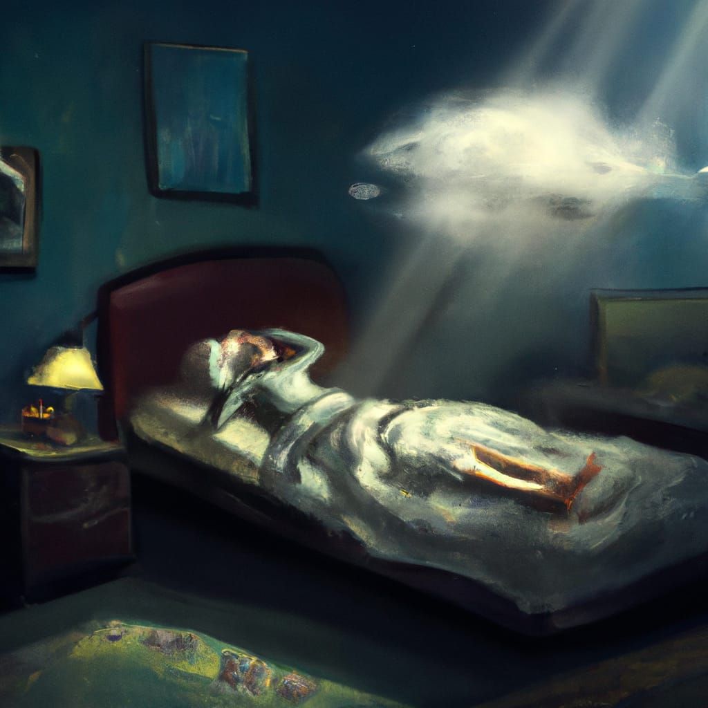A depiction of a false awakening dream