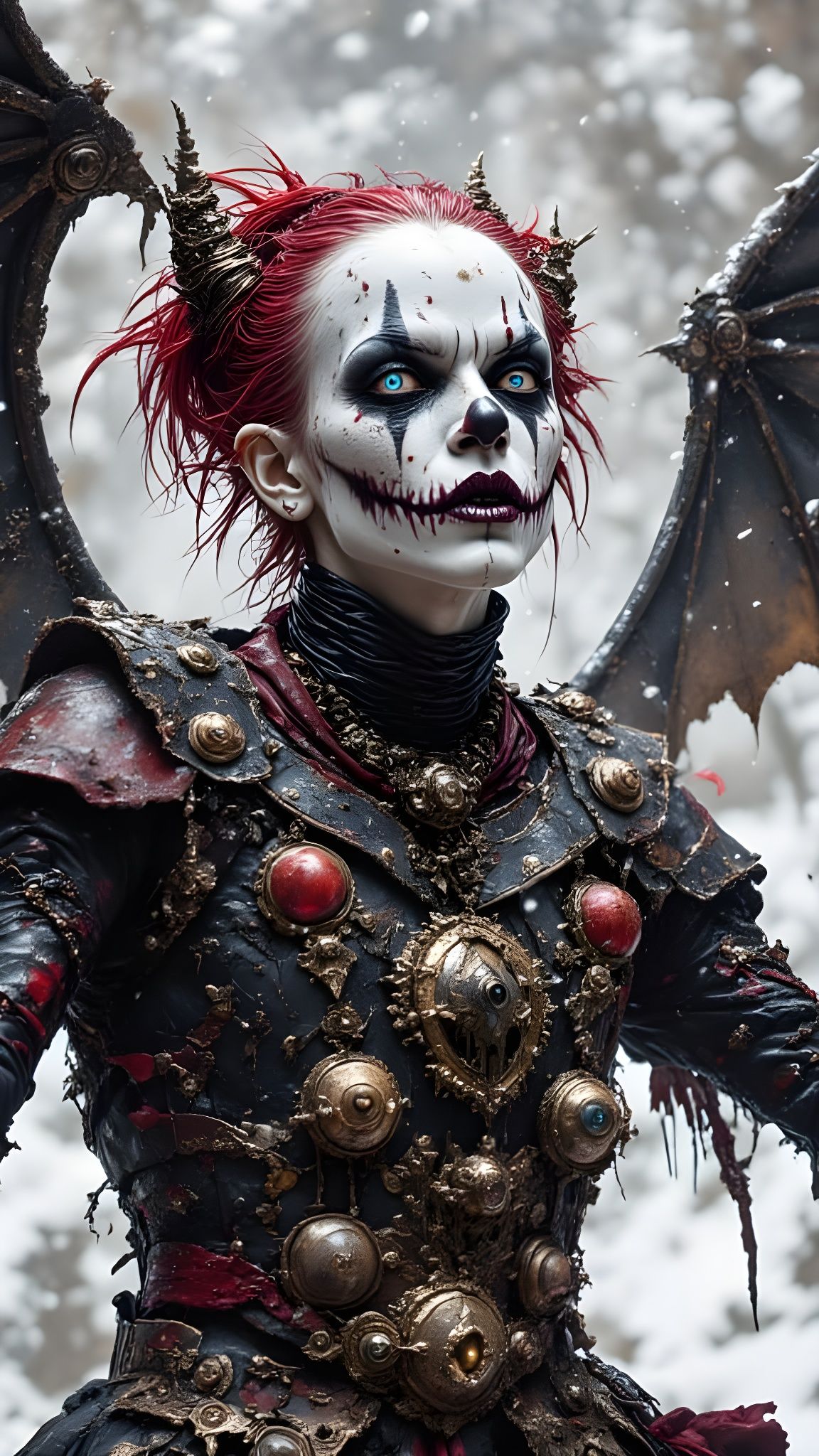 Sinister Clown King Creature in Snowy Fantasy Art