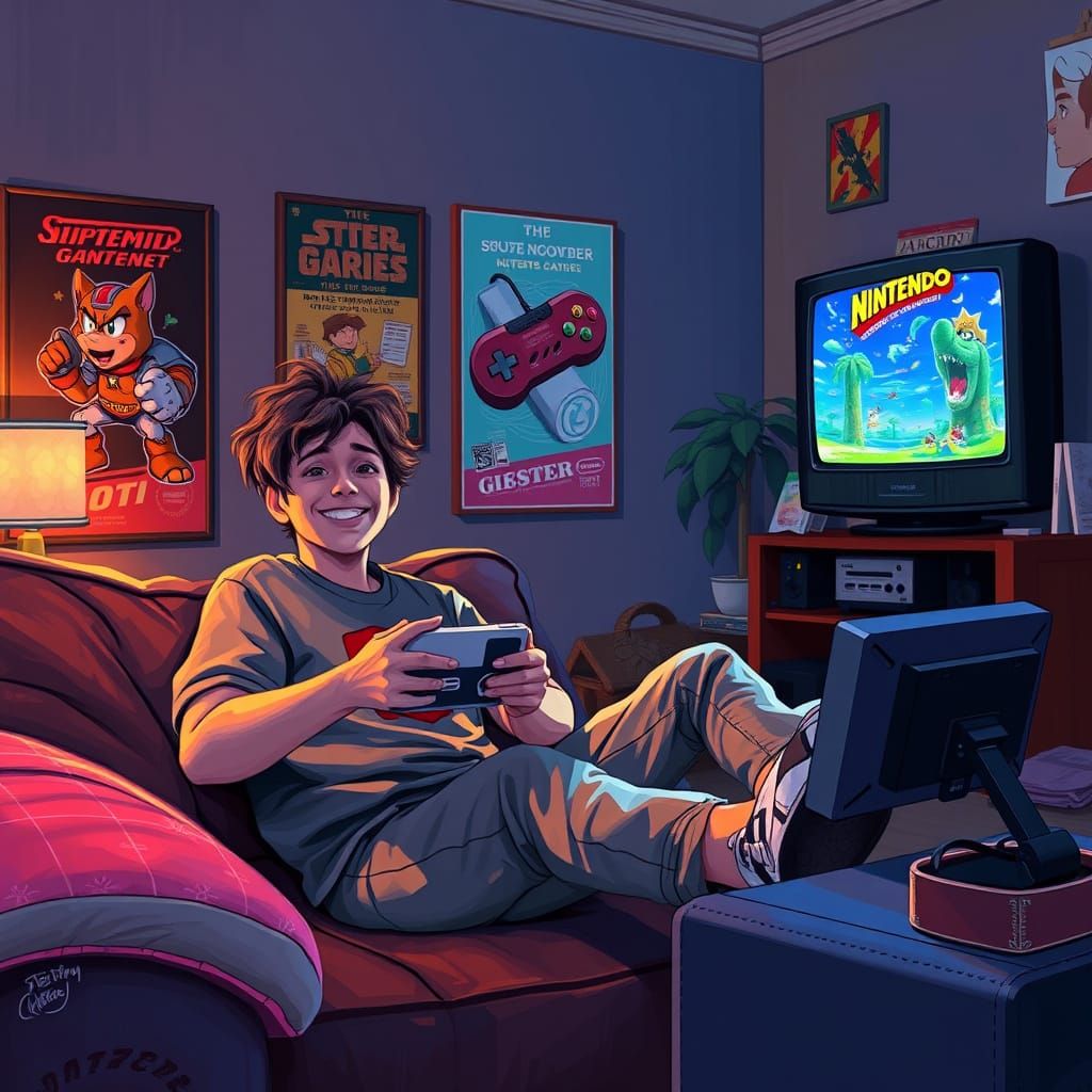 Playing Nintendo   by @Adam Neuman