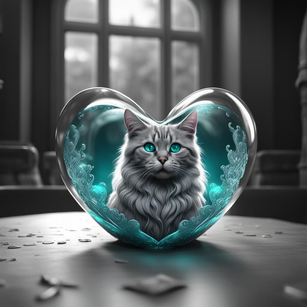Cat Glass heart   by @Howling wolf Owl