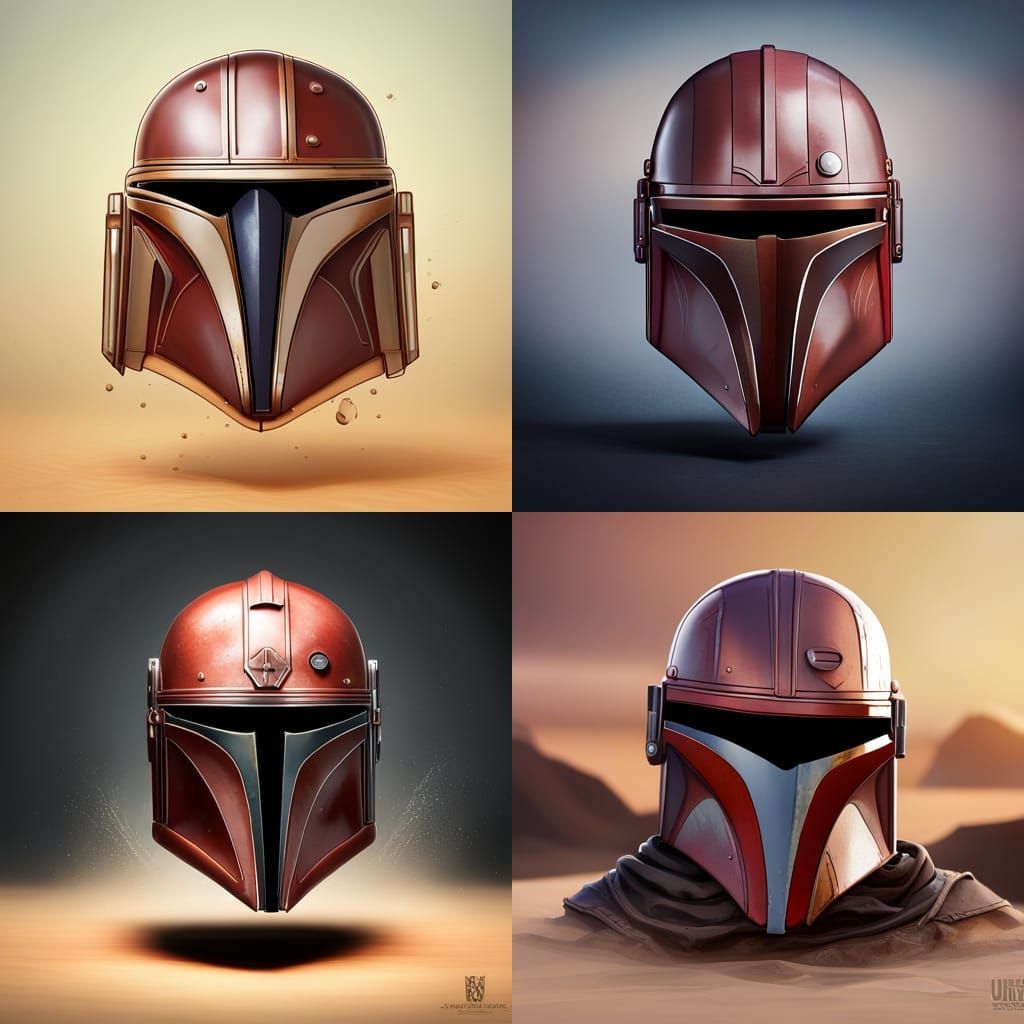 broken burnt mandalorian helmet