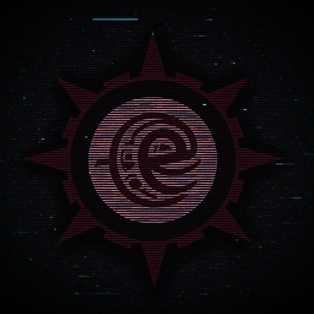 A huge, overlaying glitching, digital display, with a logo: 'Dark Glitch' <lora:Dark Glitch:0.3>