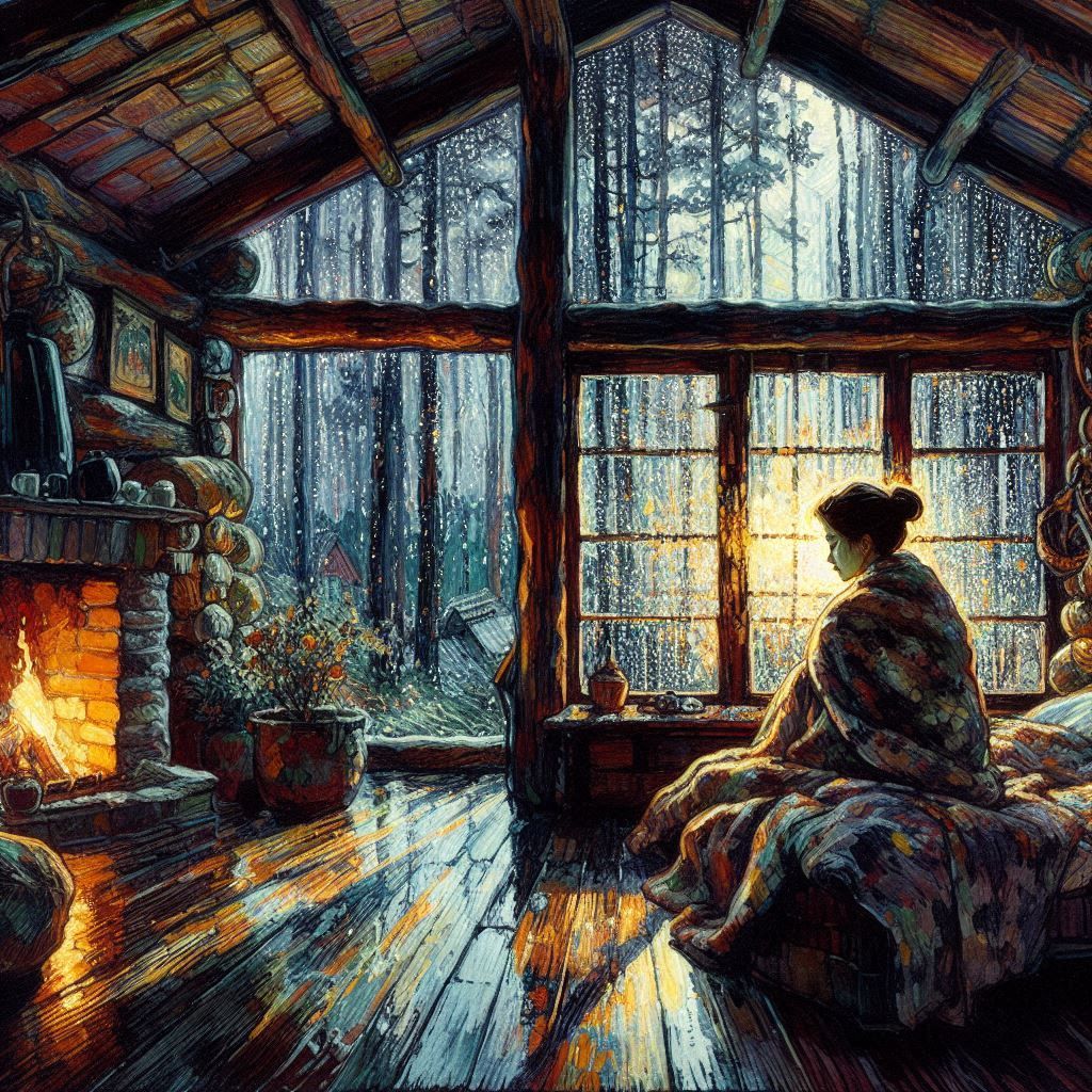 Cabin in the rain
