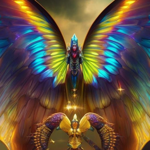 Rainbow Dragonfly Priestess - AI Generated Artwork - NightCafe Creator