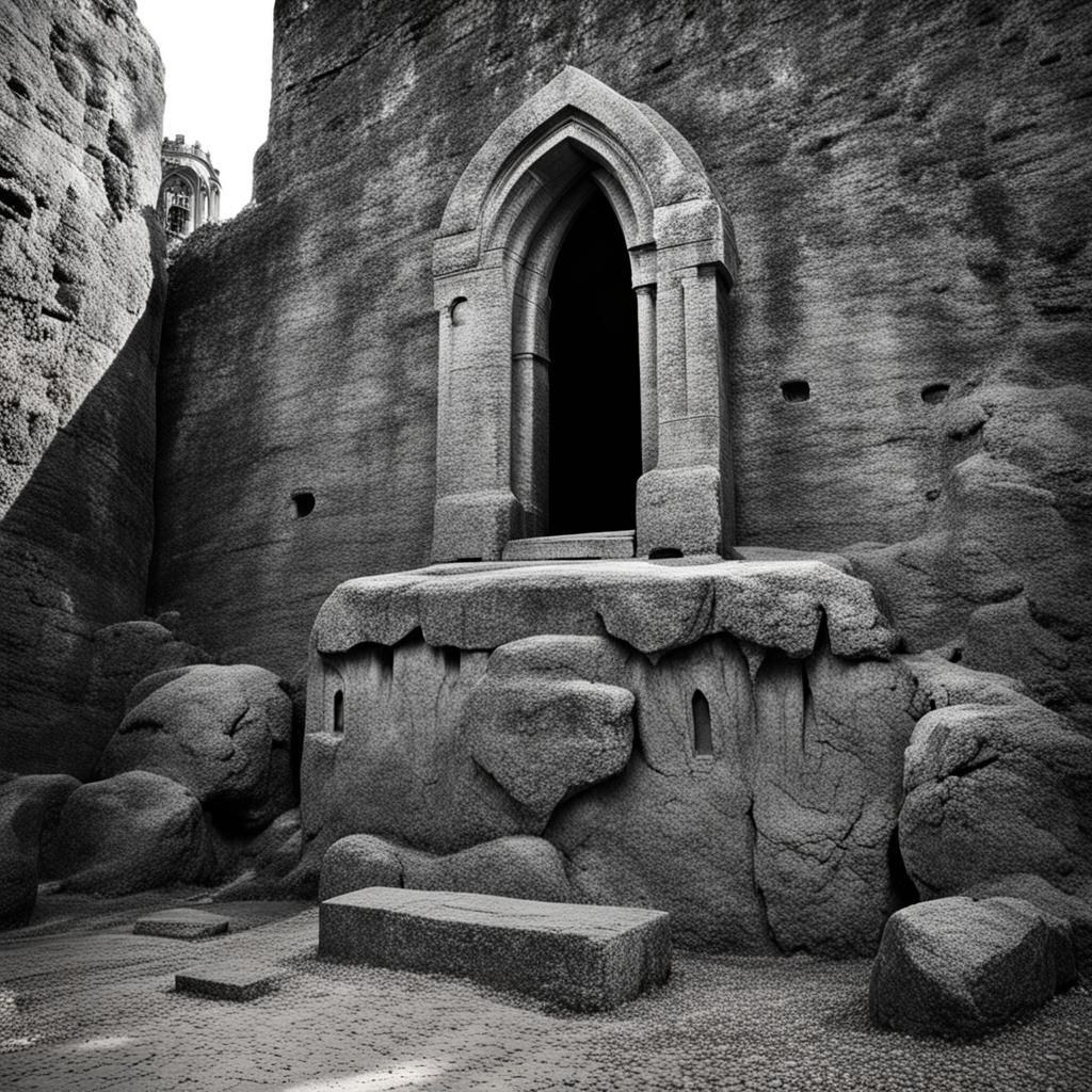 Dracula's Tomb. high contrast black and white photography.