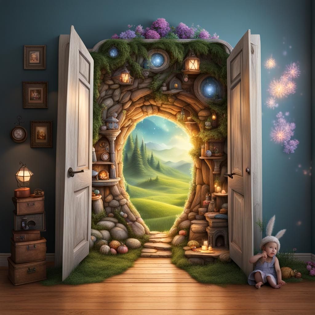 Fairytale portal through child’s closet, magical - AI Generated Artwork ...