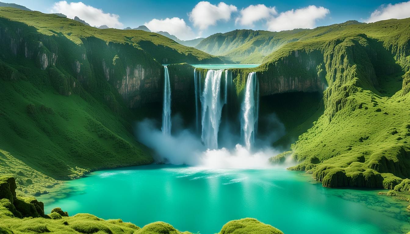 towering waterfall