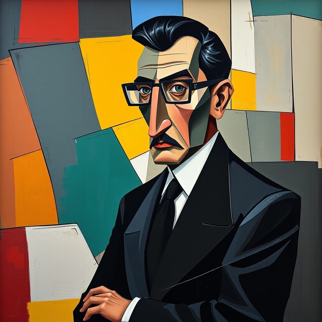 Cubist Portrait of Watusi Corbusier in Geometric Style