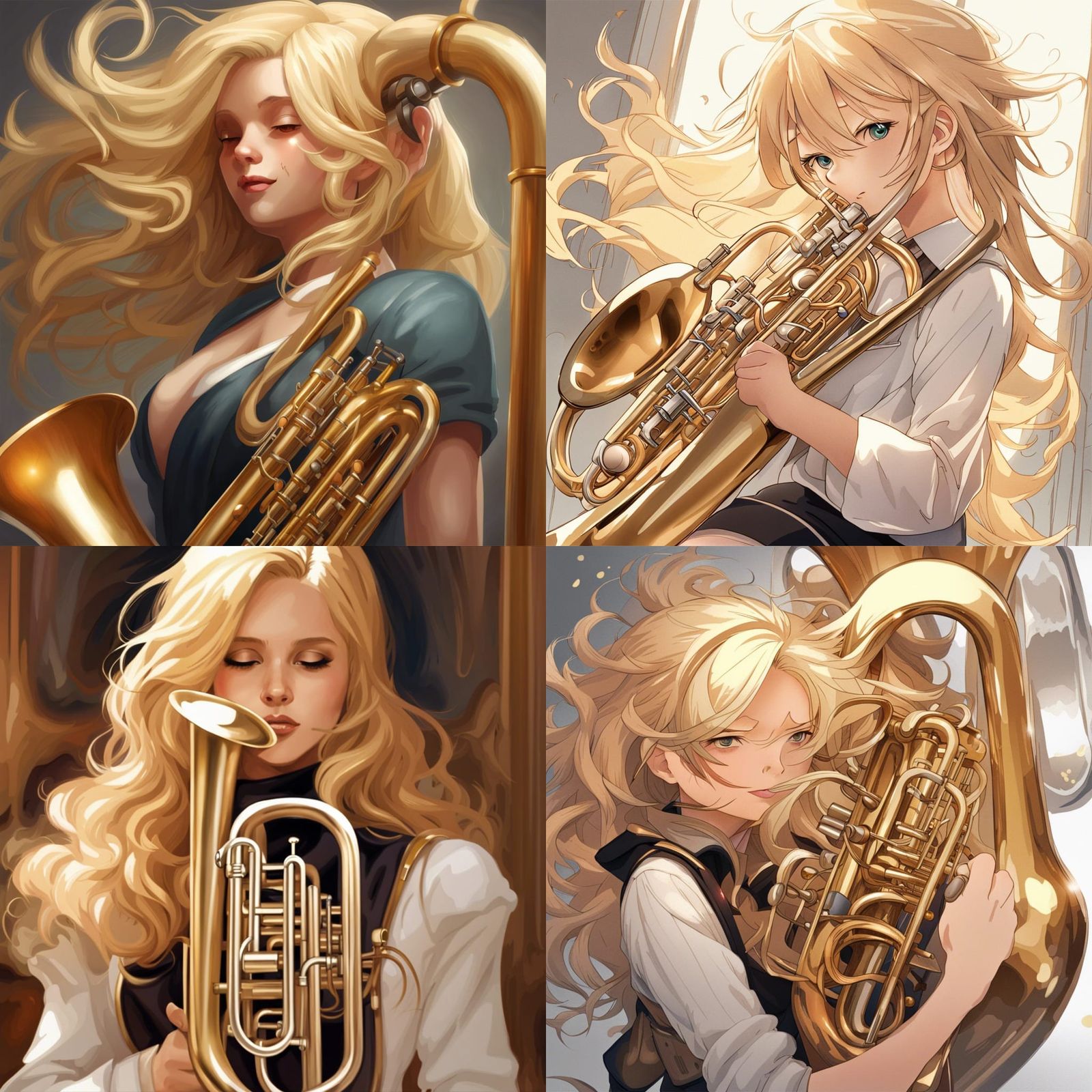 euphonium with blond hair AI Generated Artwork NightCafe Creator