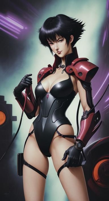 beautiful woman wearing a full body anime style nano machine...