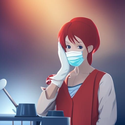 Illustration of a cute female dentist with Red hair wearing ...
