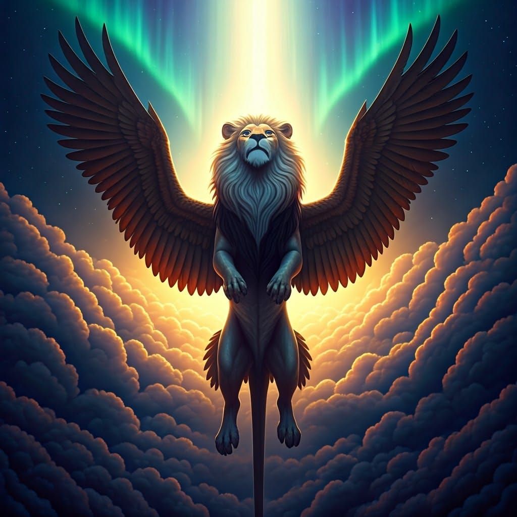 Winged Lion Ascending to Divine Light