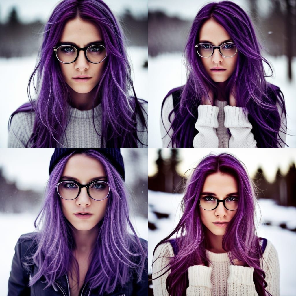 purple hair girl long