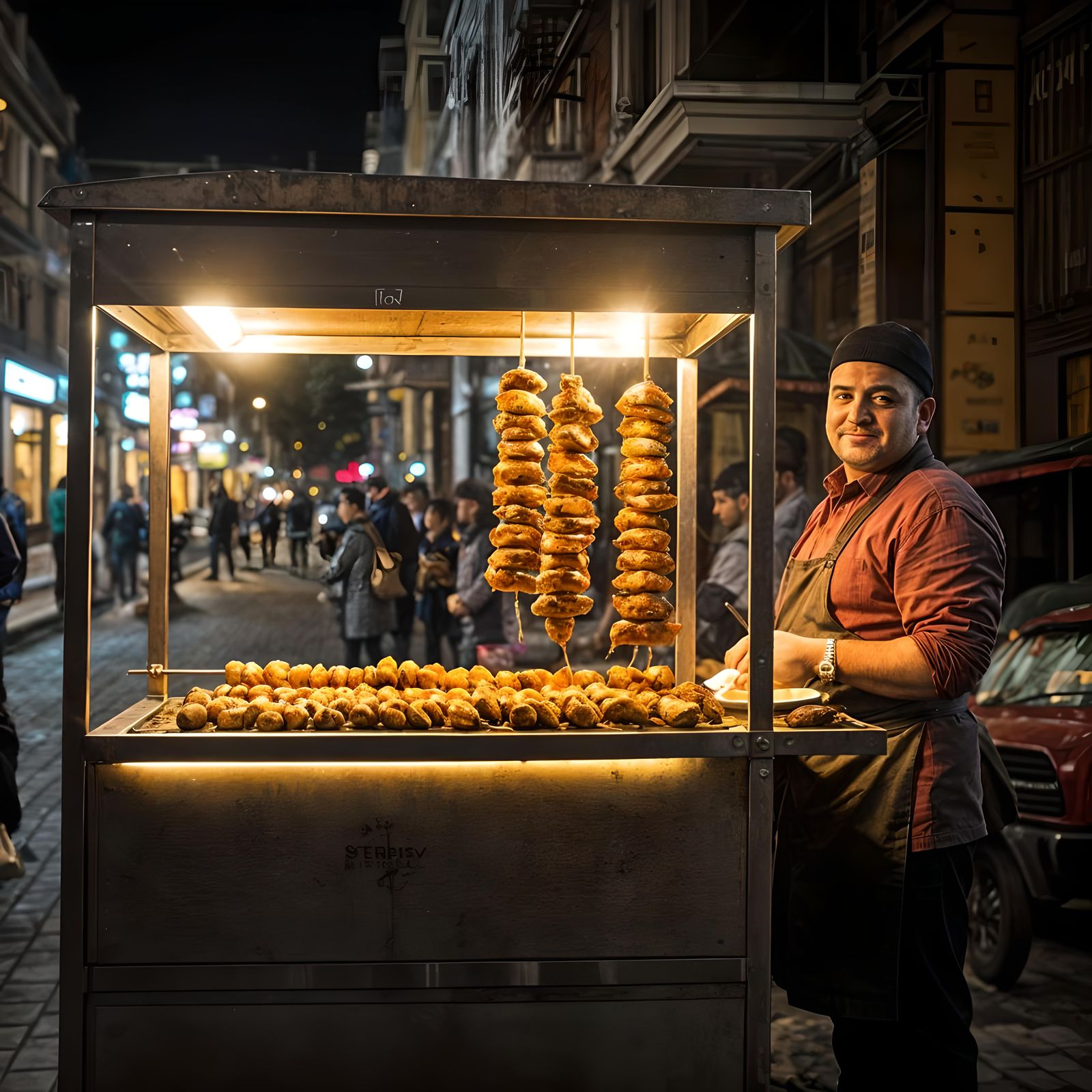 Istanbul Street Food Vendor: Kokoreç on Istiklal Street (which is grilled sheep's intestines 😅)  by @KanatGR