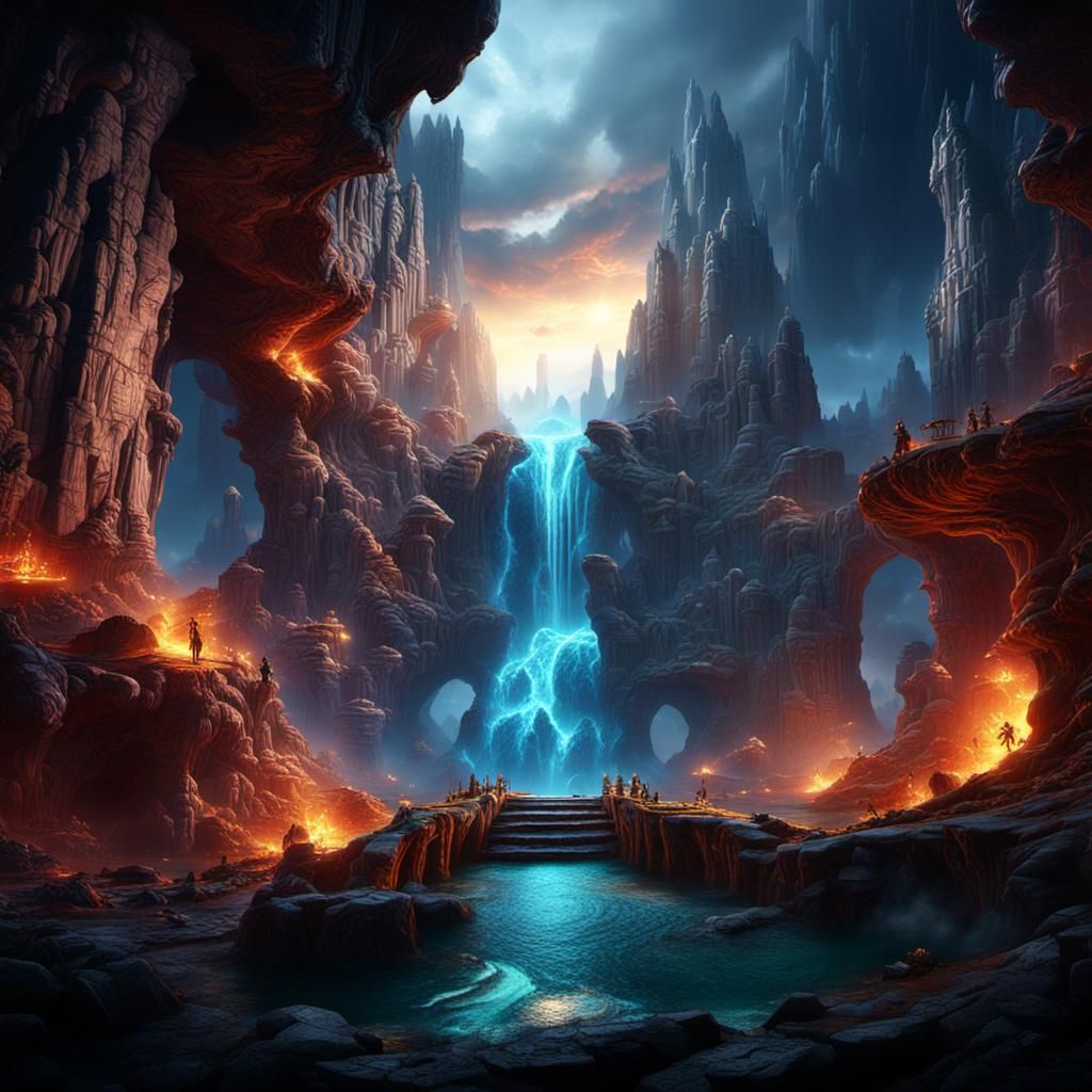 Ancient Temple on a giant mountain into the clouds