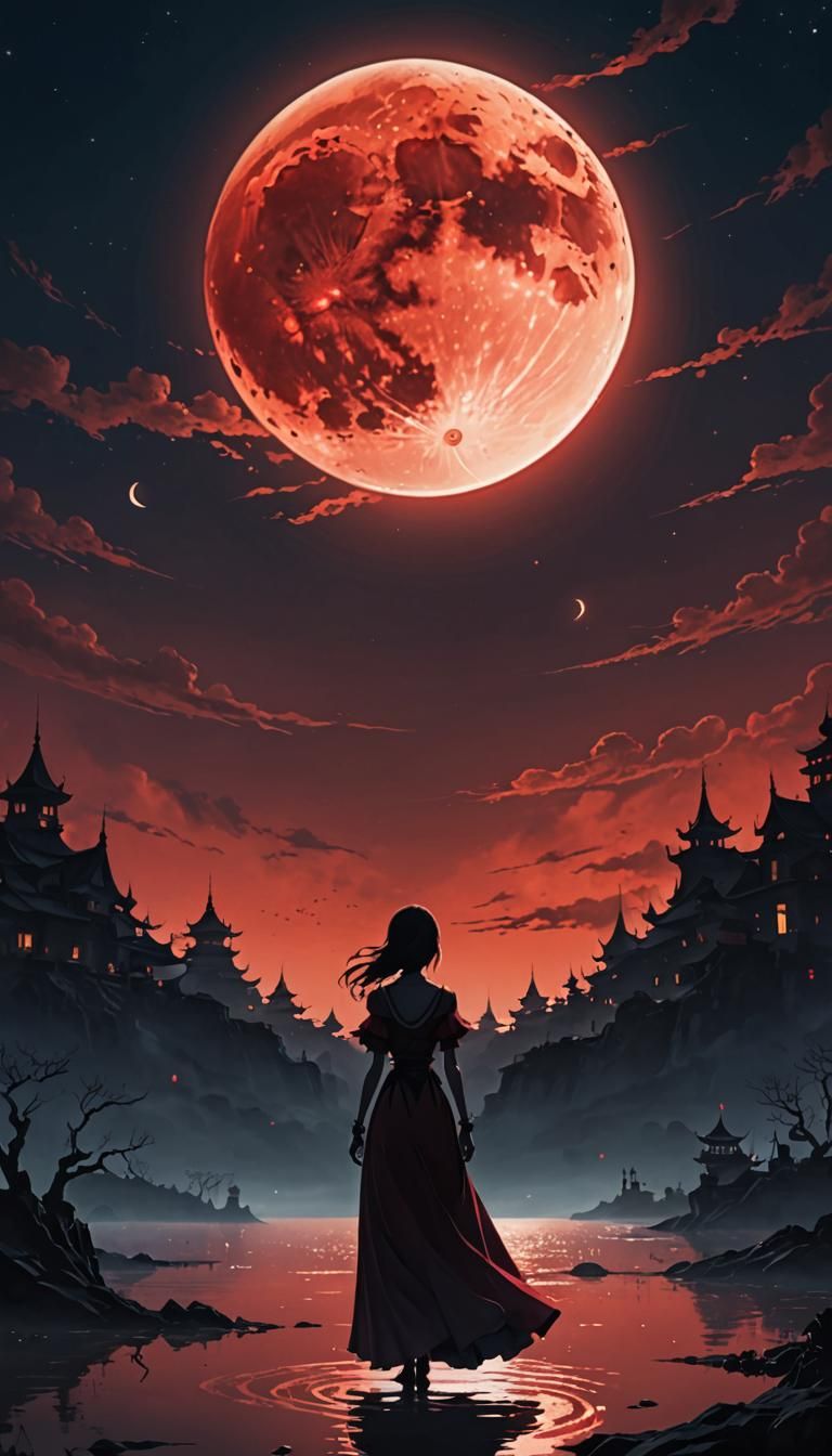Silhouette of the Blood Moon  by @ReapersWisp