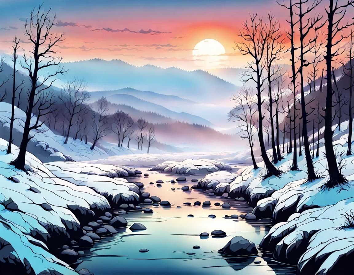 Icy River - AI Generated Artwork - NightCafe Creator