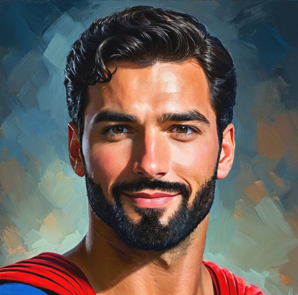 Superman, bearded version of the superhero