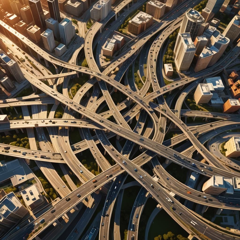 Mesmerizing Urban Interchange at Golden Hour