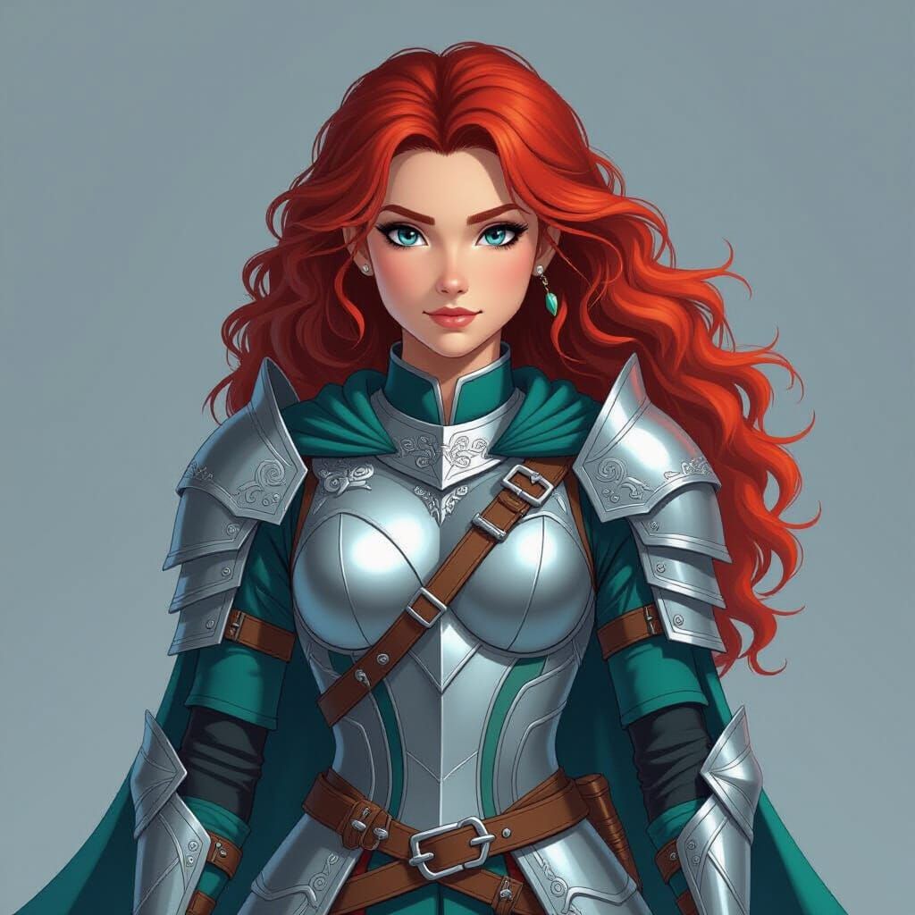 merida as a warrior wearing aqua and silver armor  by @Nyx Black