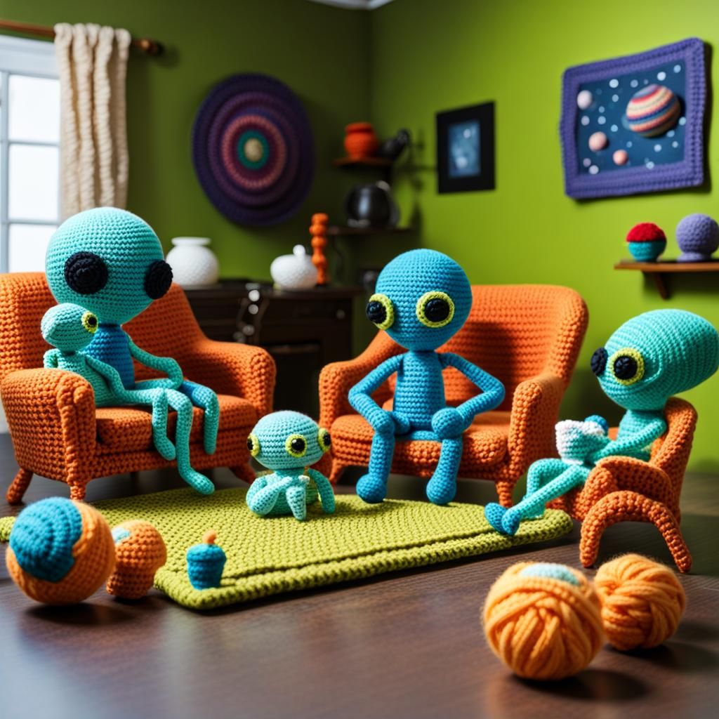 Alien Family and Pet, Home Sweet Home  by @PS