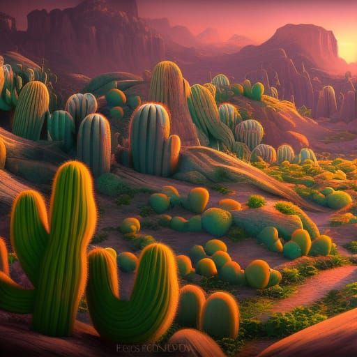 Cacti canyon - AI Generated Artwork - NightCafe Creator