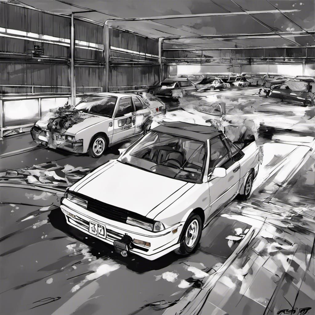 Initial D Style Manga Anime Black and White Japanese · Creative