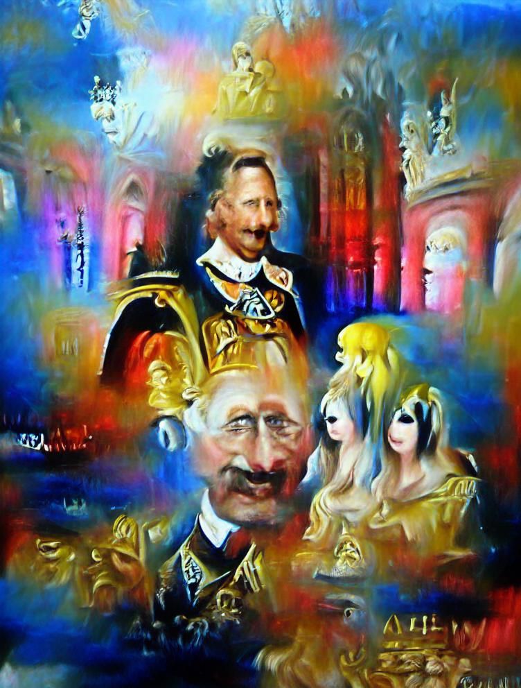 Kaiser Wilhelm II listens to Abba gothic art oil on canvas g...