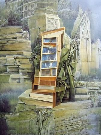 Wooden bookcase Alan Lee