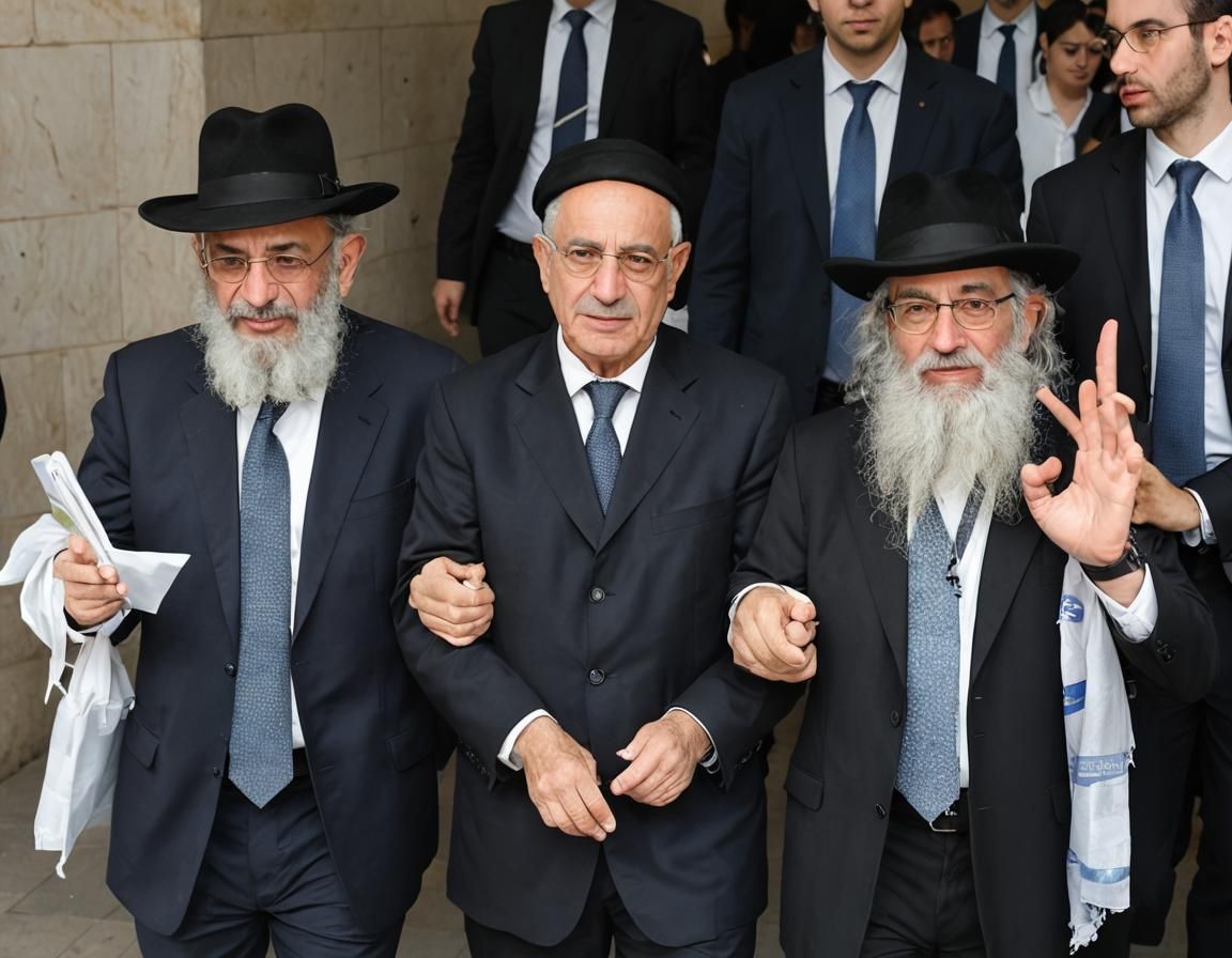 חתן חרדים צעיר זקן מגולח שיער ג'ינג'י רציני ומהורהר הוא לובש...