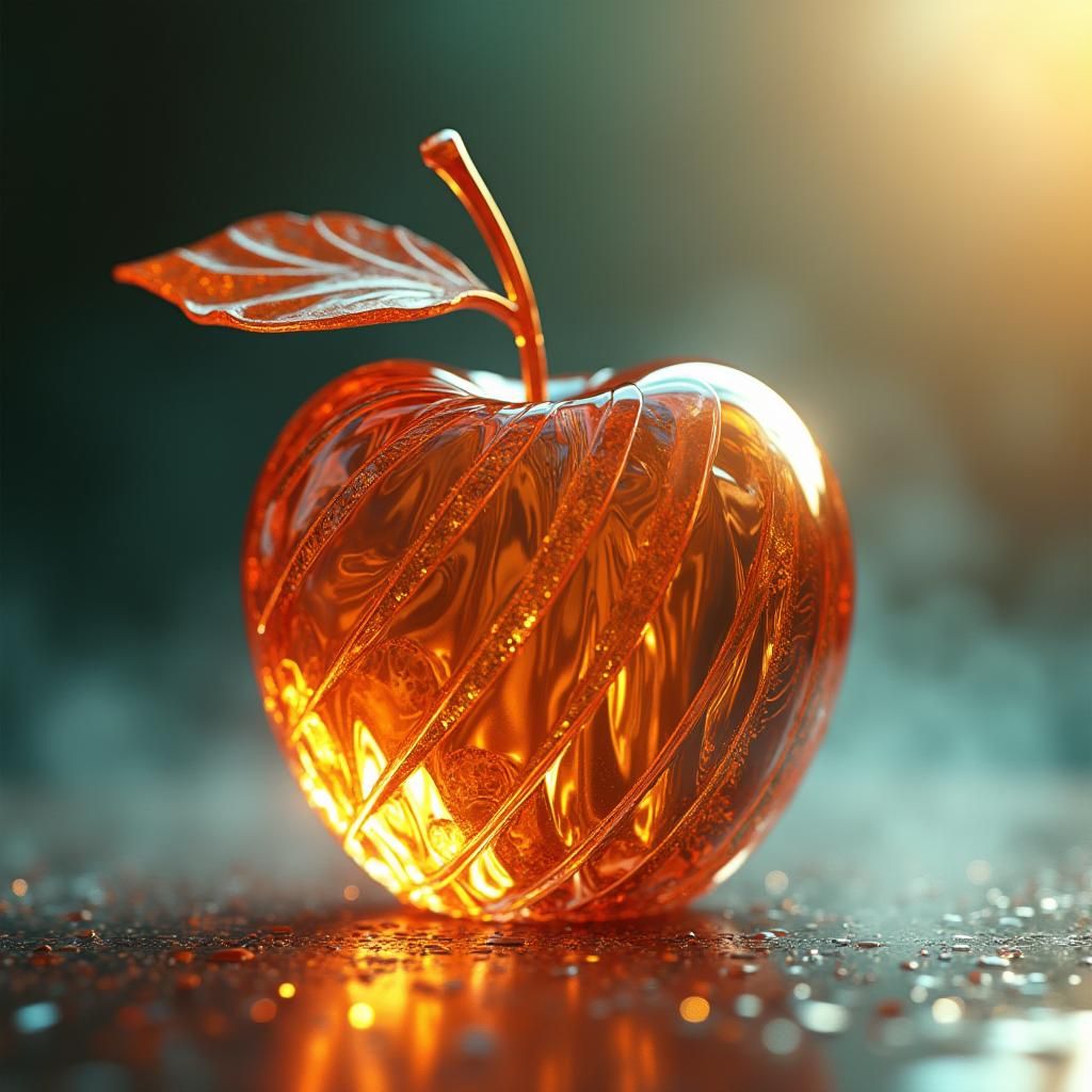 Glass Apple with Triadic Hues in Rutkowski Style