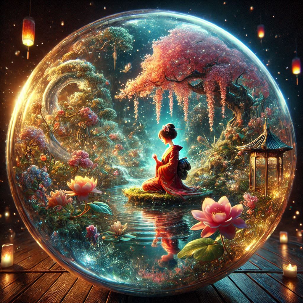 Japanese princess in a magical glass