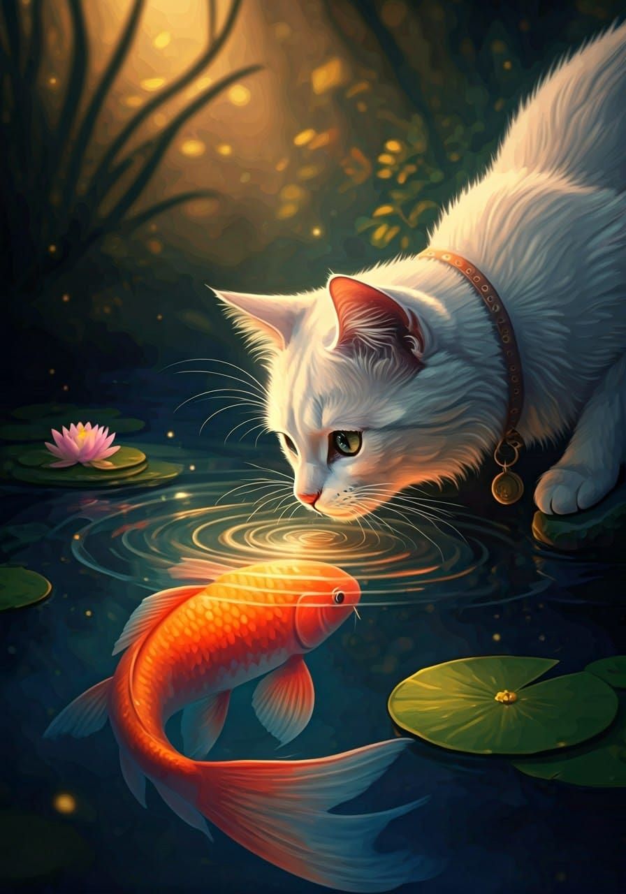The Cat and the Fish  by @Ninjea