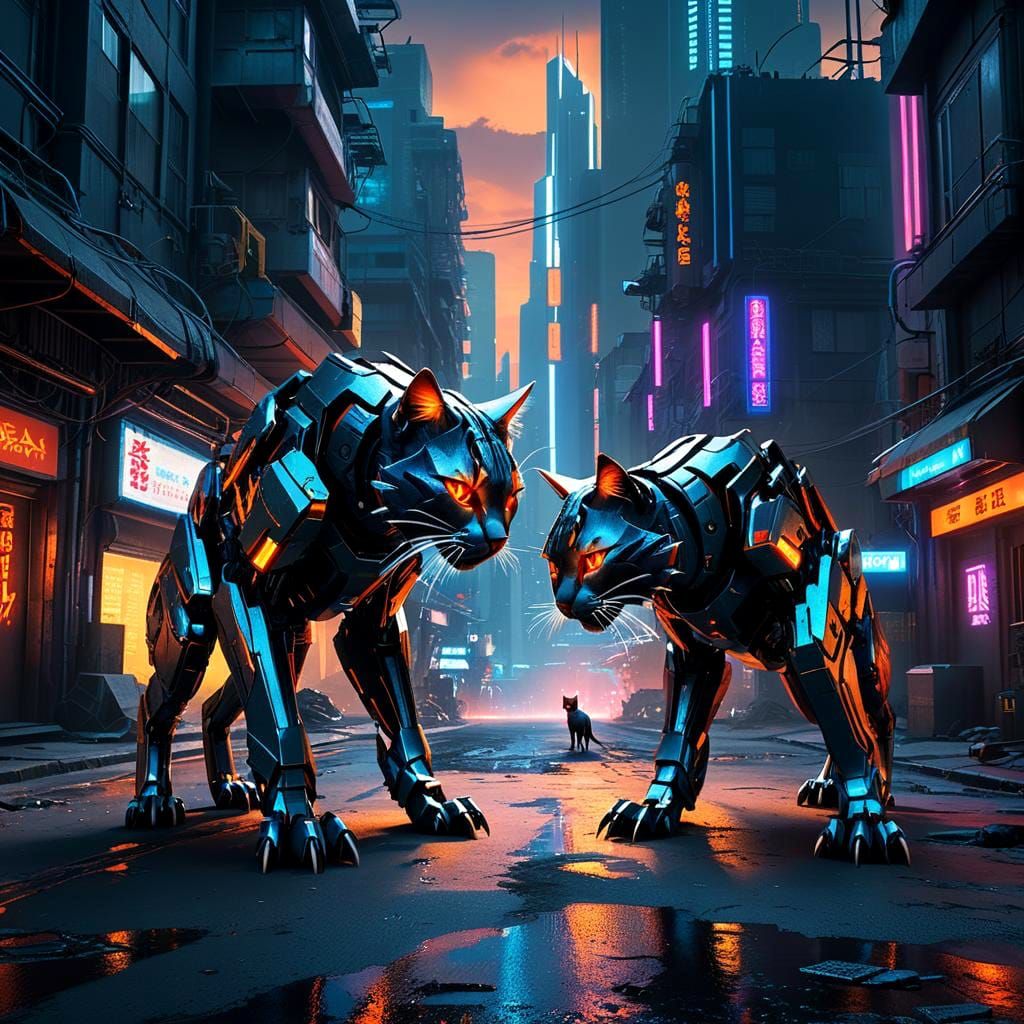 Mecha Cats Ready for Battle  by @Melanie Rhoades 