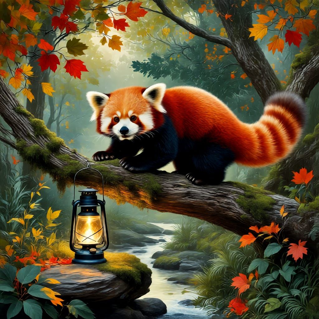 Red Panda & Cozy Lantern