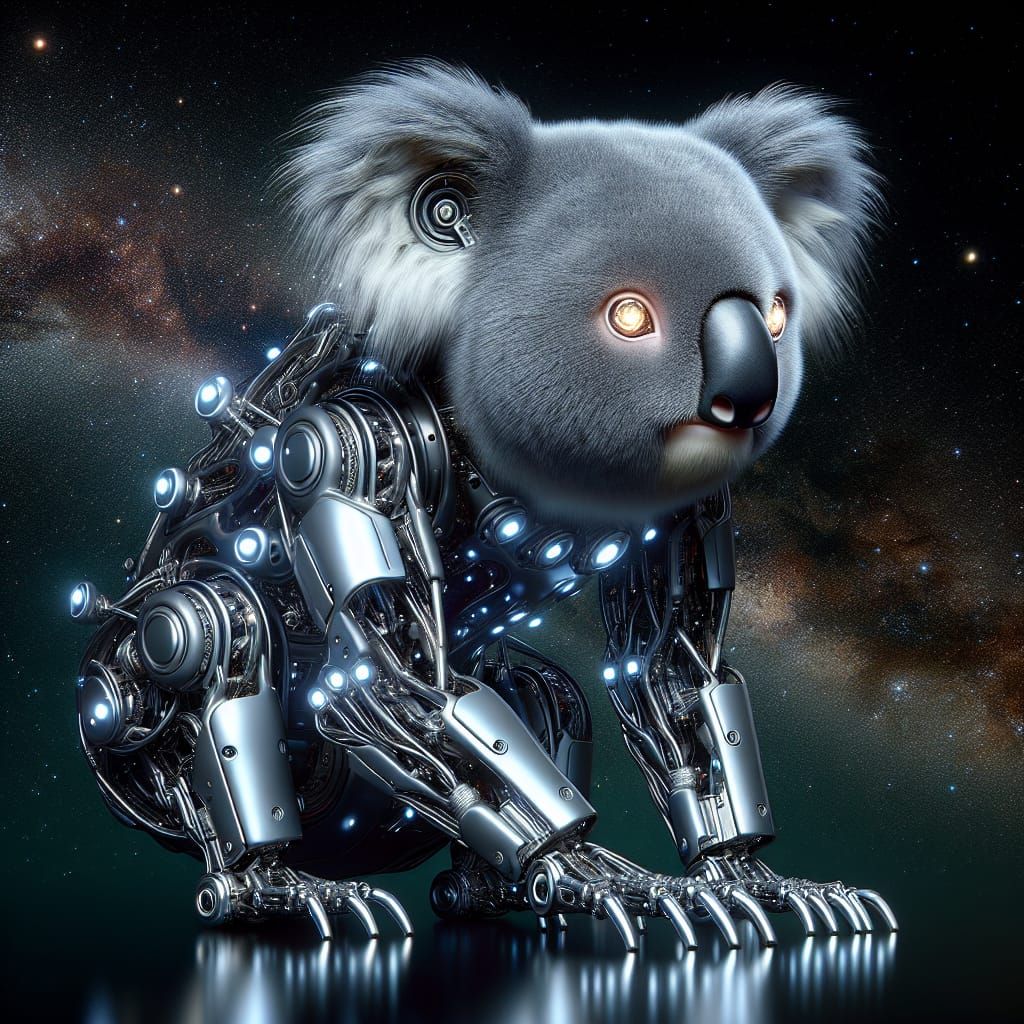 koala bear as a robotic space creature