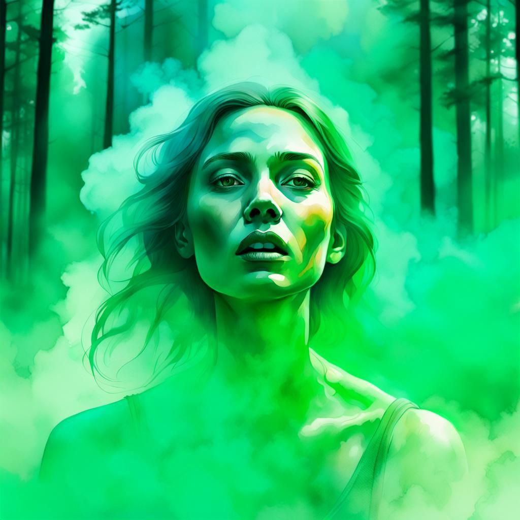 woman, in a forest
