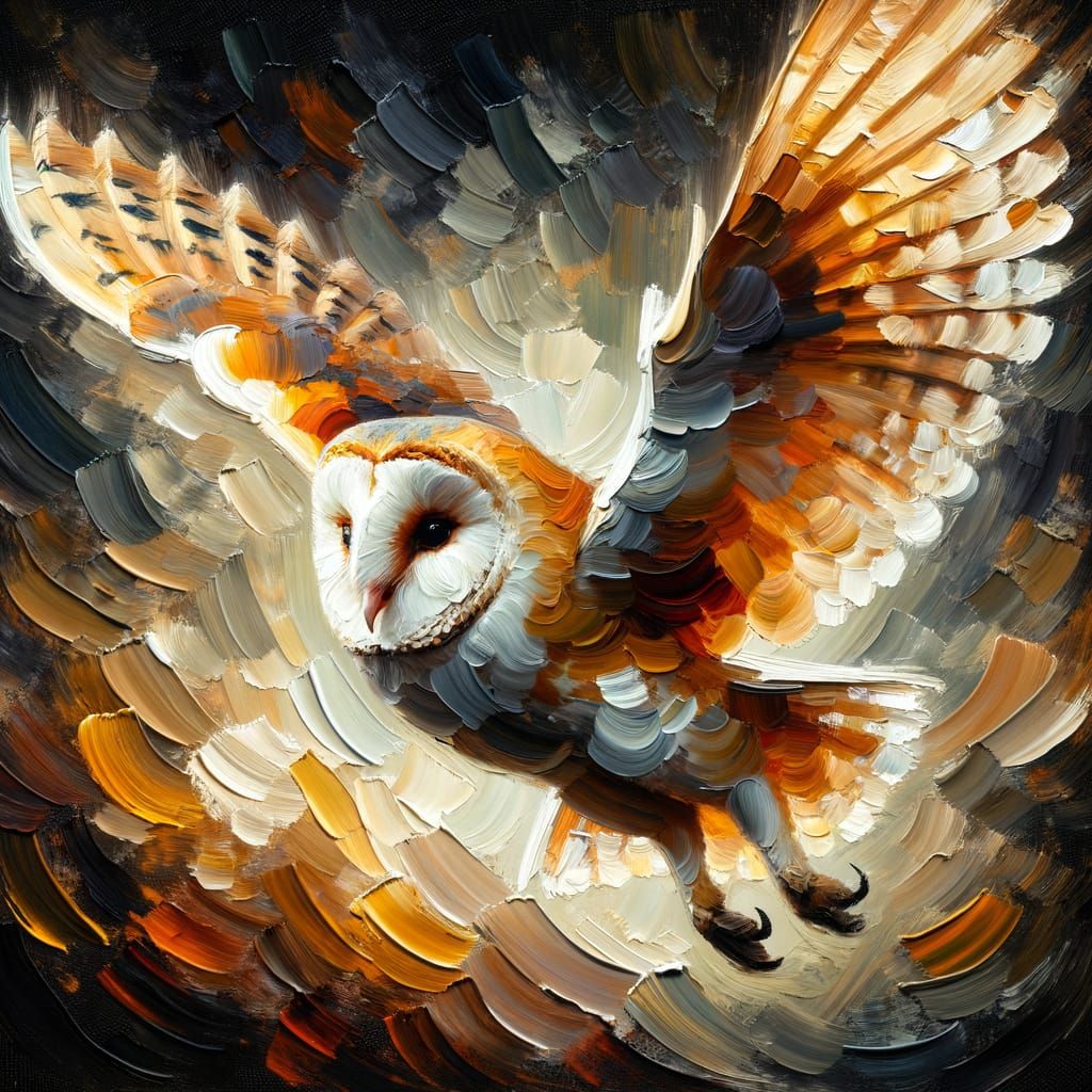 Barn Owl in Flight  by @Eve