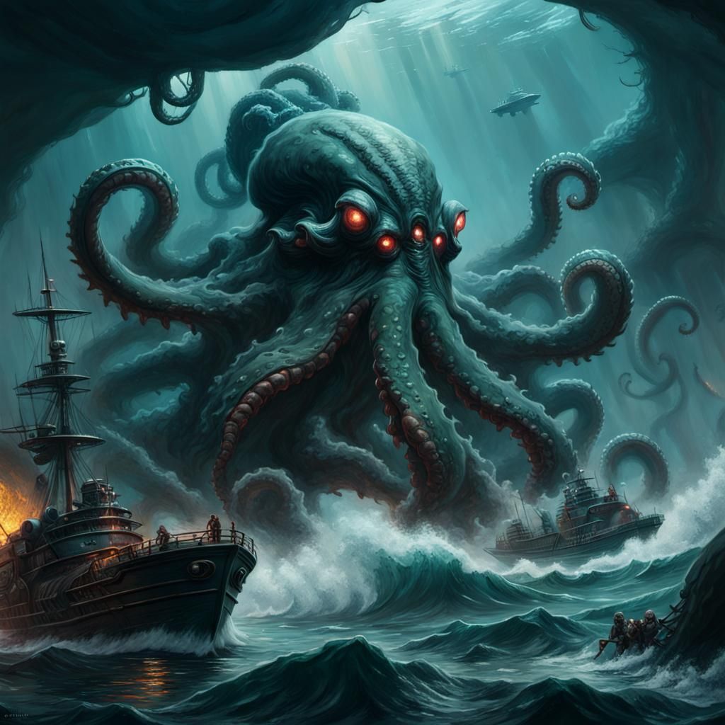 The Attack of the Kraken - AI Generated Artwork - NightCafe Creator