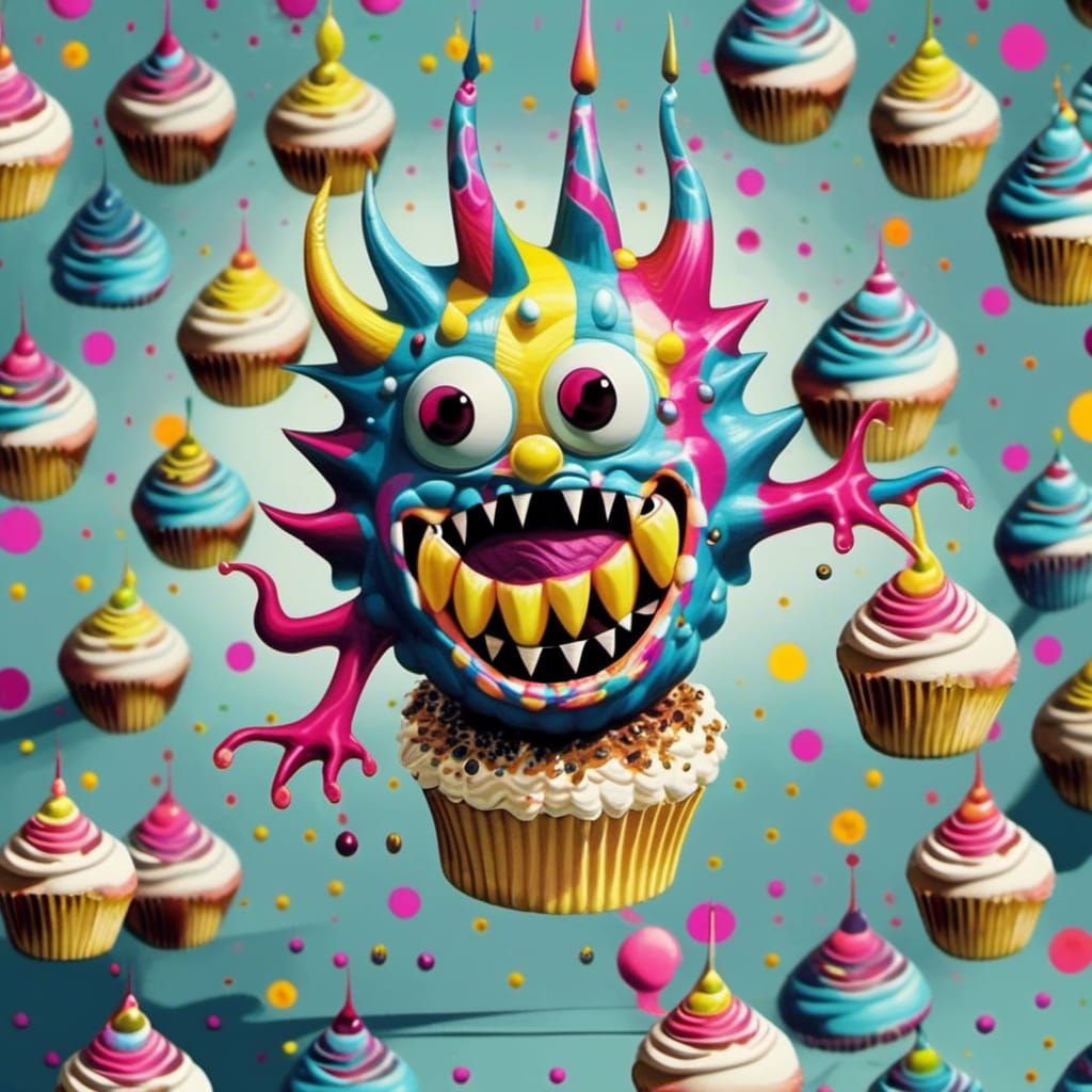 Tiny Terrible cupcake monster. 
<lora:Cartoonishly Evil:1.0>...