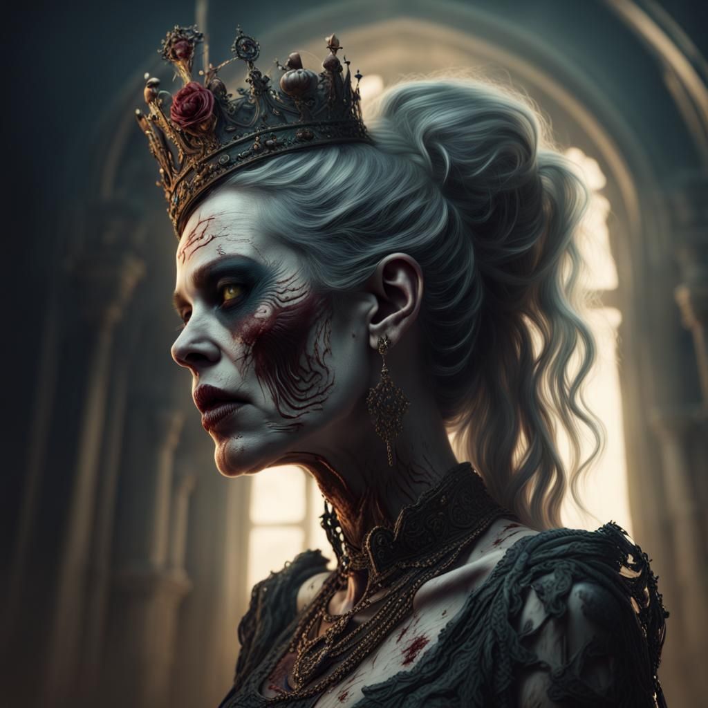 Side portrait of zombie queen