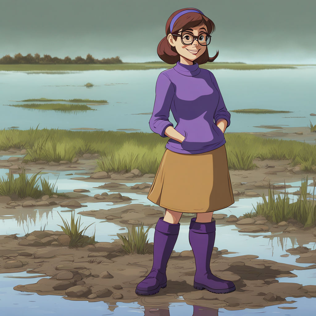 Human Jeanette Miller, working at a tidal mudflat