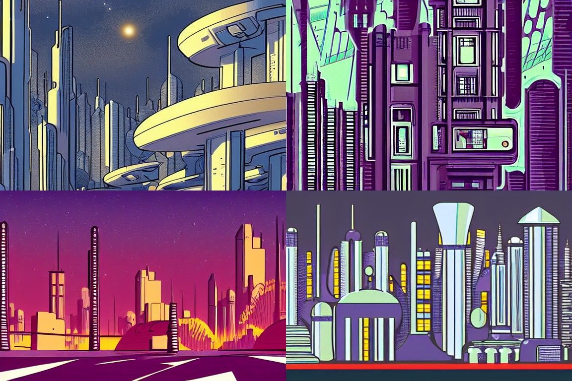 Sci-fi city in the style of Modernism