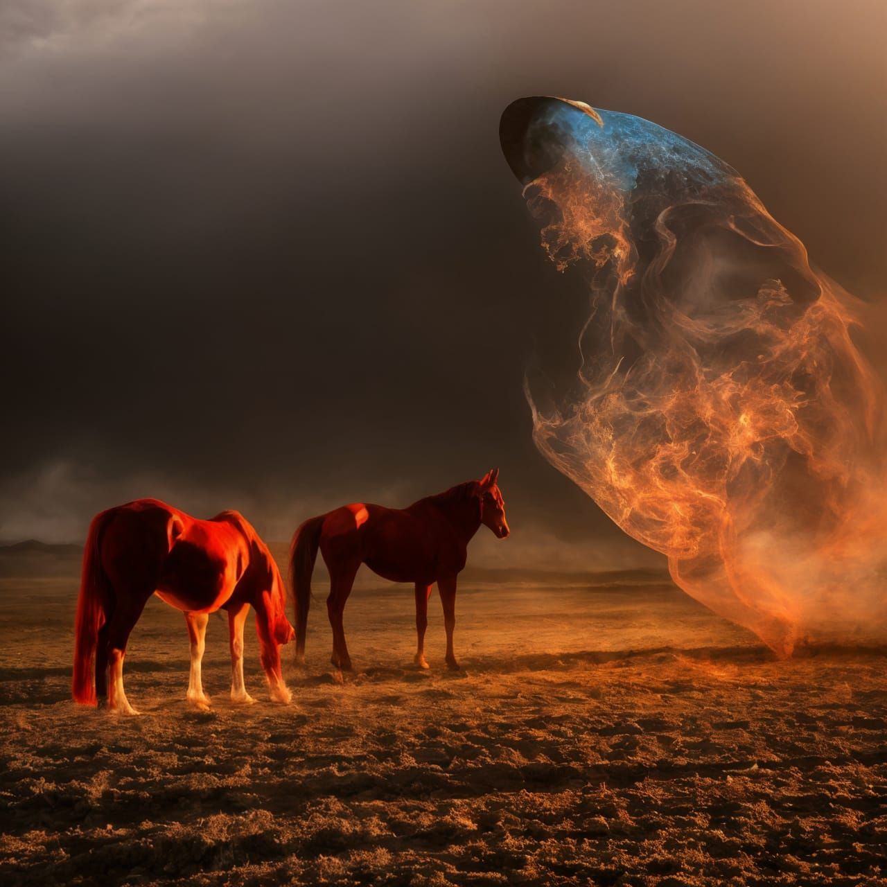 Two Red Horses and a Creepy Specter +