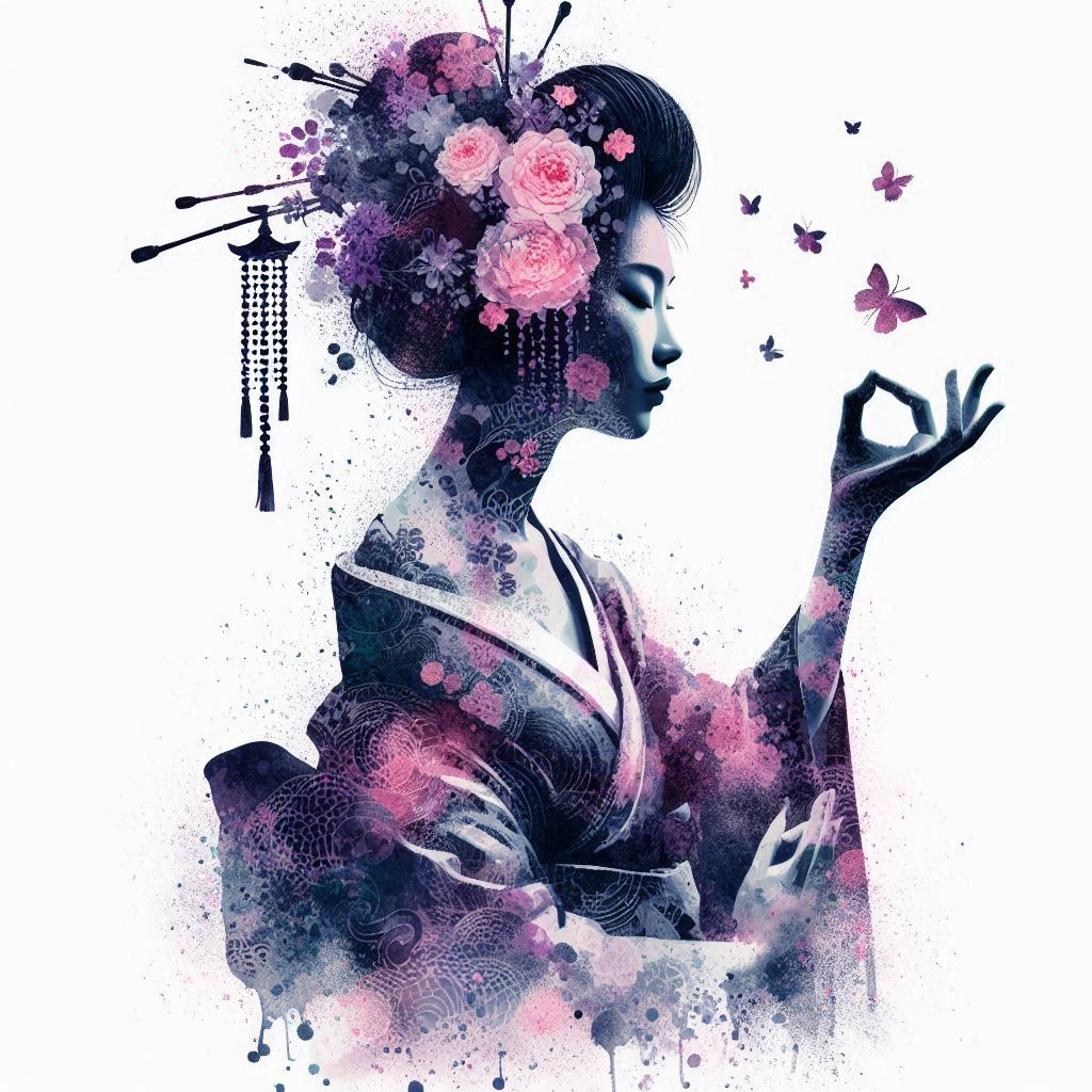 double exposure beautiful fantasy DALL-E 3 portrait landscape..