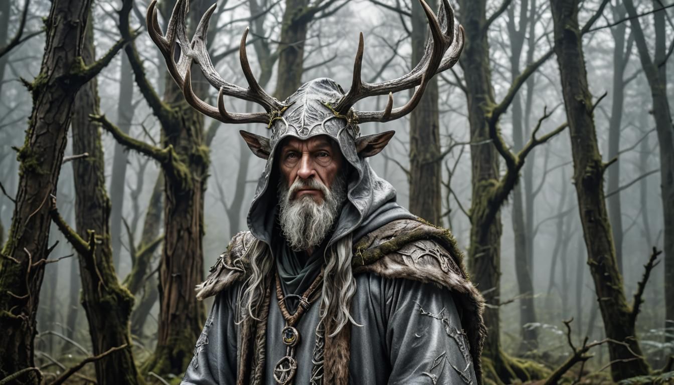 A Silver Hooded Forrest Wizard with Large Antlers That Are Very Impressive.  by @KOSH