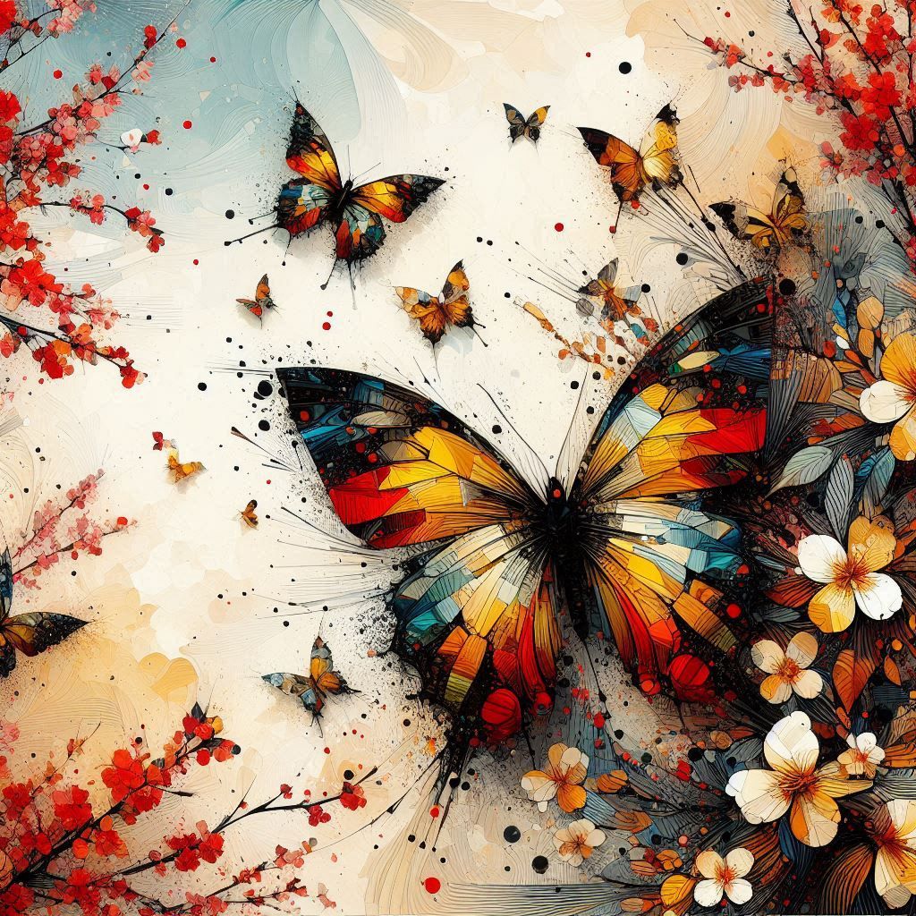 Cherry blossoms & Butterfly paint
